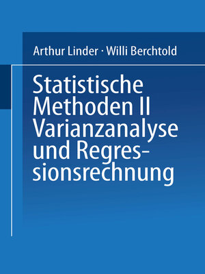cover image of Statistische Methoden II Varianzanalyse und Regressionsrechnung
